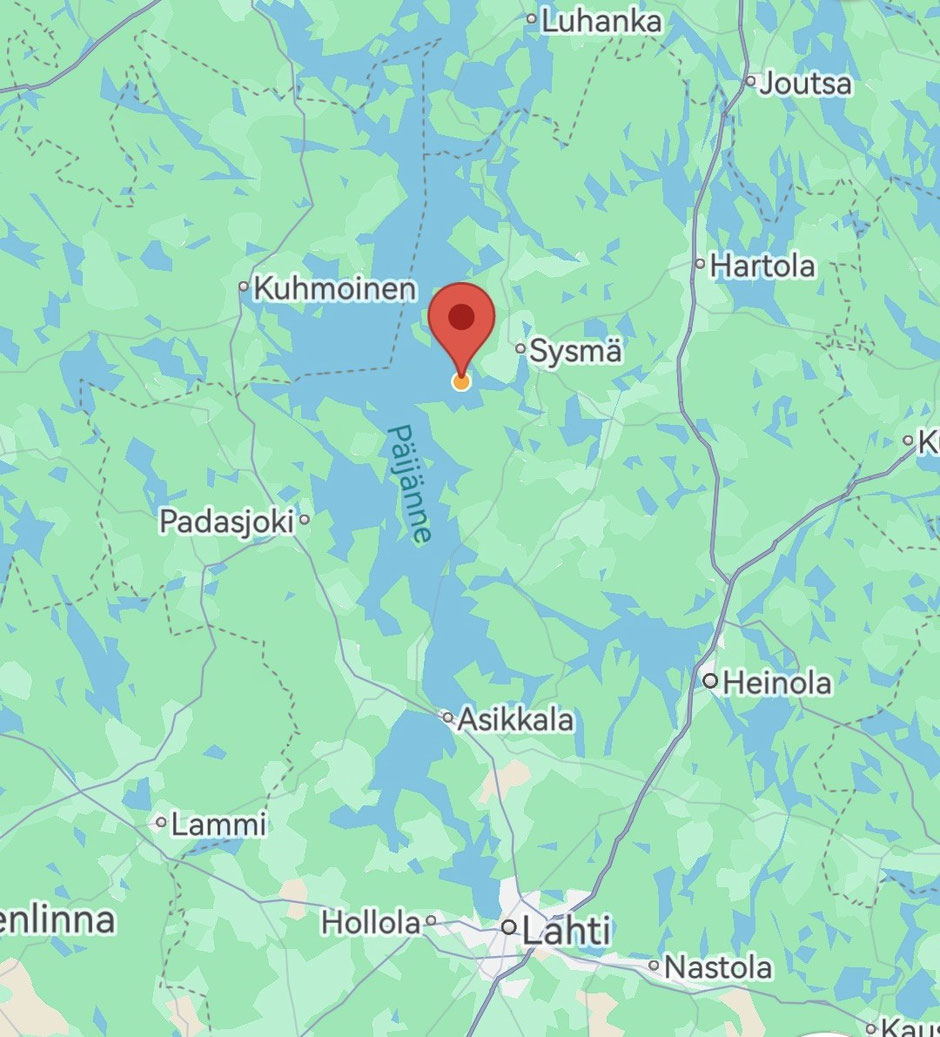 South Finland. Lake district. Lake Päijänne. National park Päijänne. Sysmä-Voipala. 200 km Helsinki. 80 km Lathi. 9 km Sysmä. Year round rental. All inclusive. Private owner