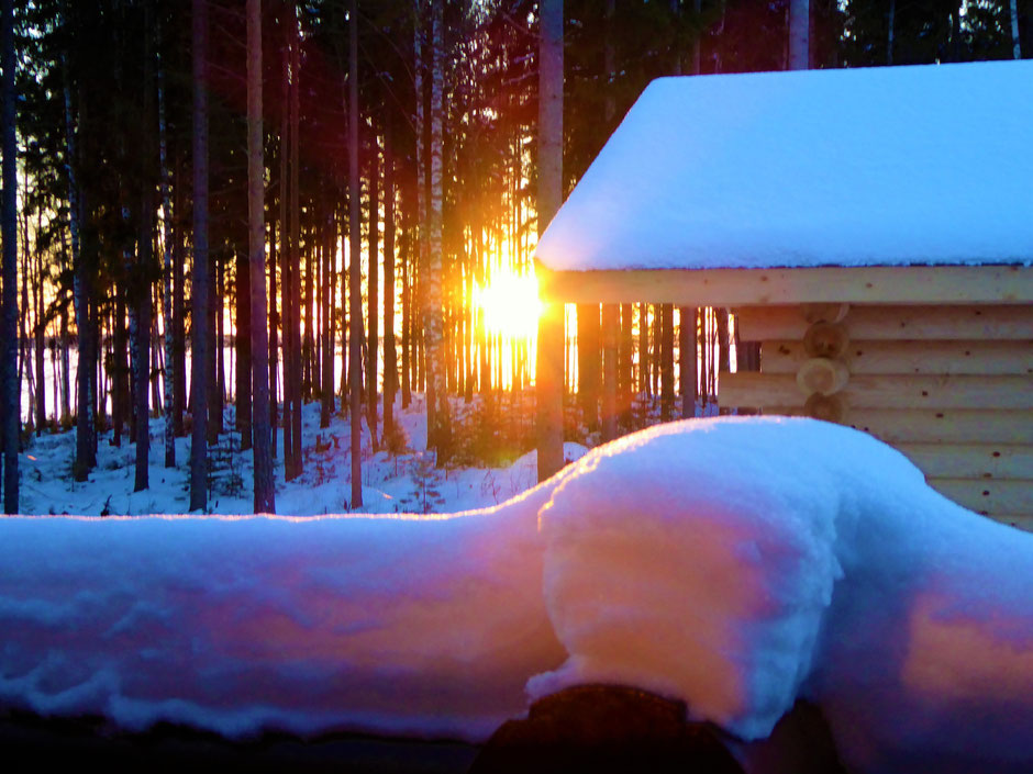 Sonnenuntergang Sauna Winter