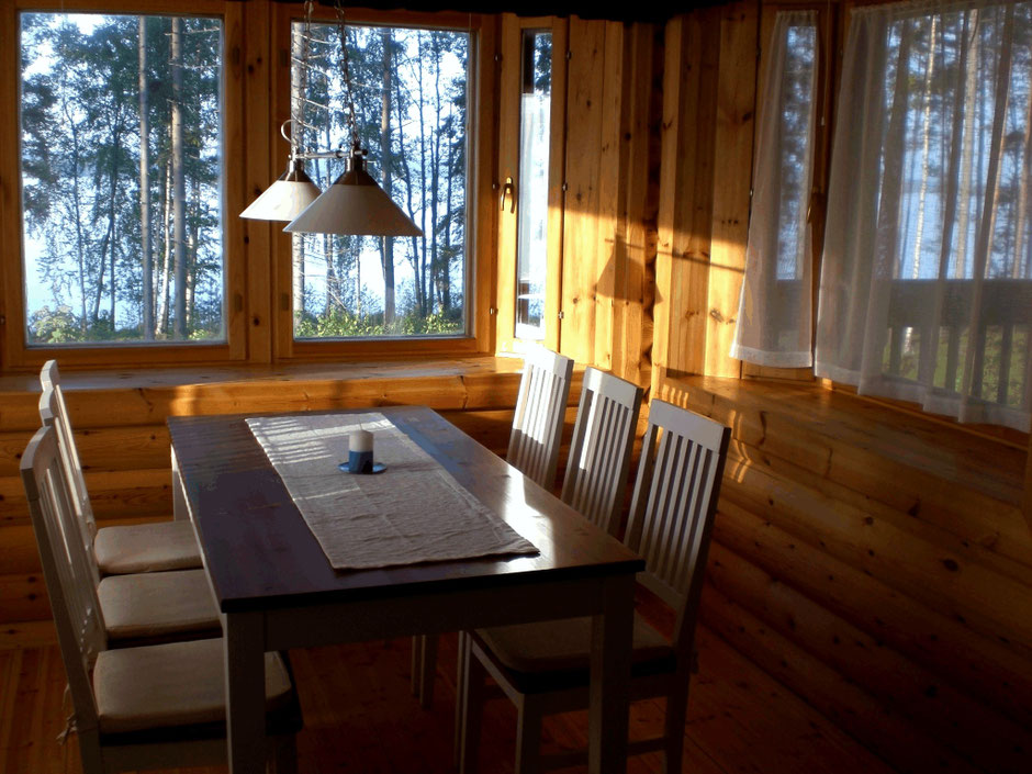 Finland loghome sun bay window