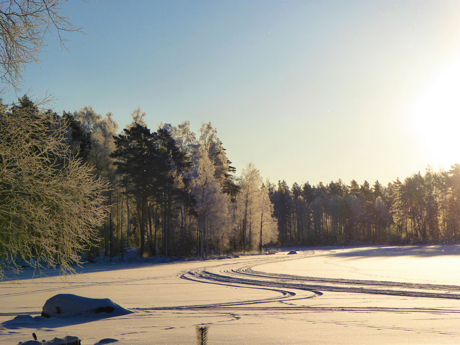 Winter See Bucht Finnland