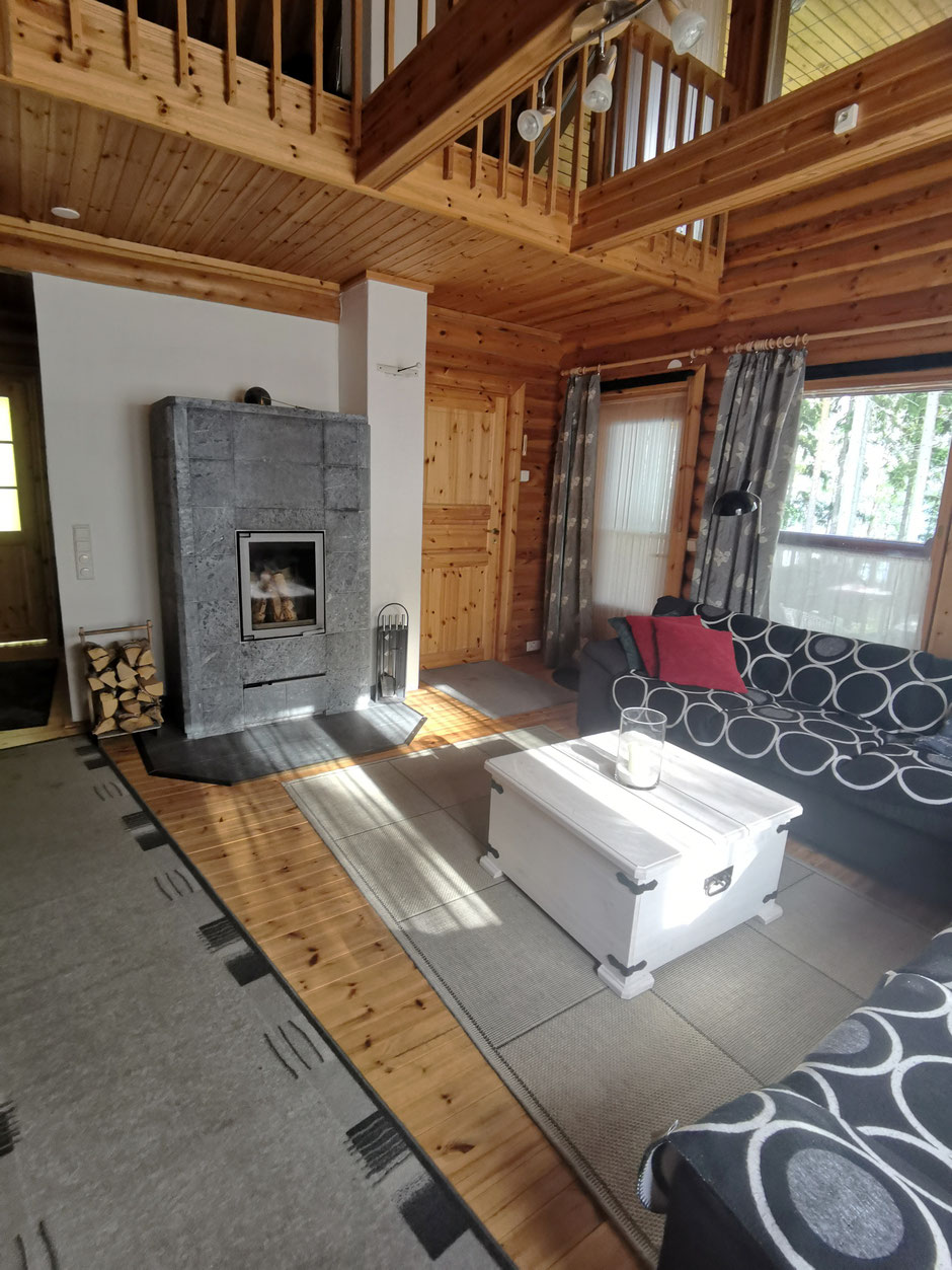 Log home living room Finland