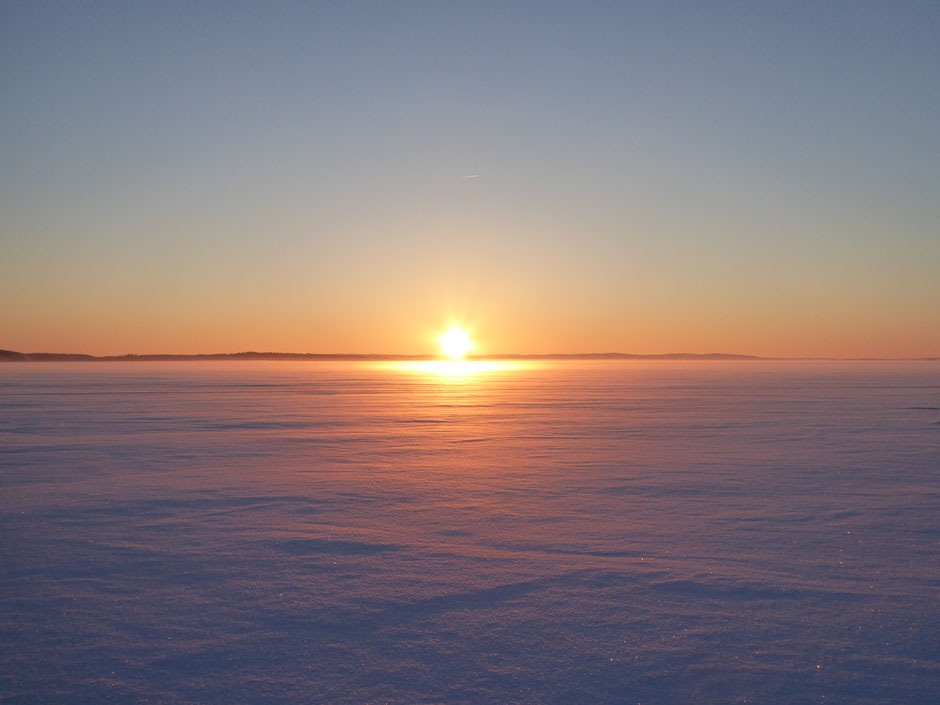 Sonnenuntergang Päijänne See Winter