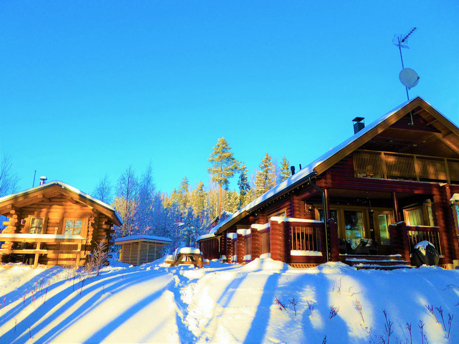 Blockhaus Finnland Winter