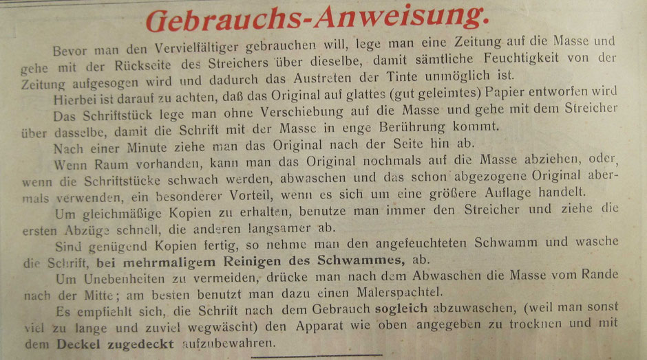 Gebrauchsanweisung - Vervielfältiger "Unerreicht"
