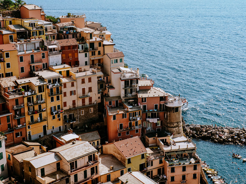 Colorful houses of Manarola's marina
