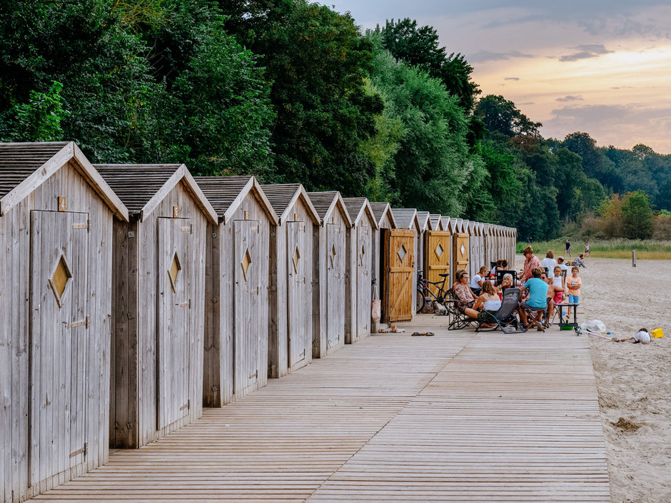 Wooden beach cabins