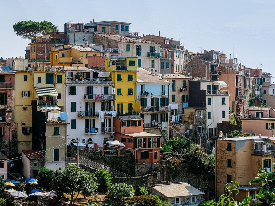 View of the Corniglia from the hiking path to Vernazza