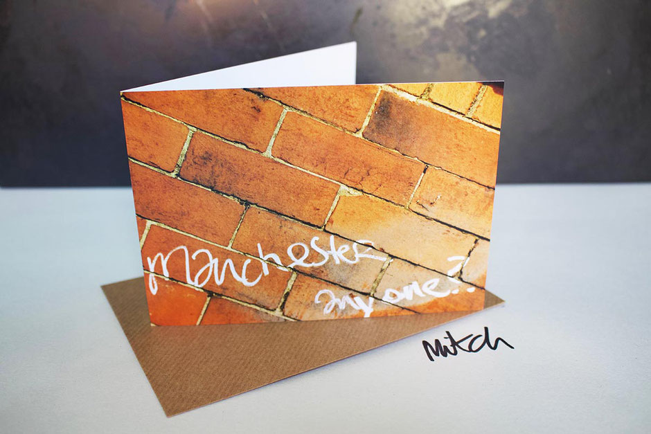 manchester red orange brick blank inside greeting card new home house move new job bon voyage best wishes