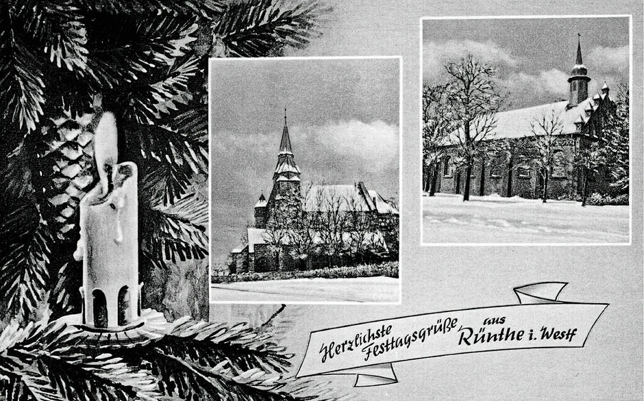 Rünther Weihnachtskarte von 1957 (Bildnachweis: Verlag Egon Weber)
