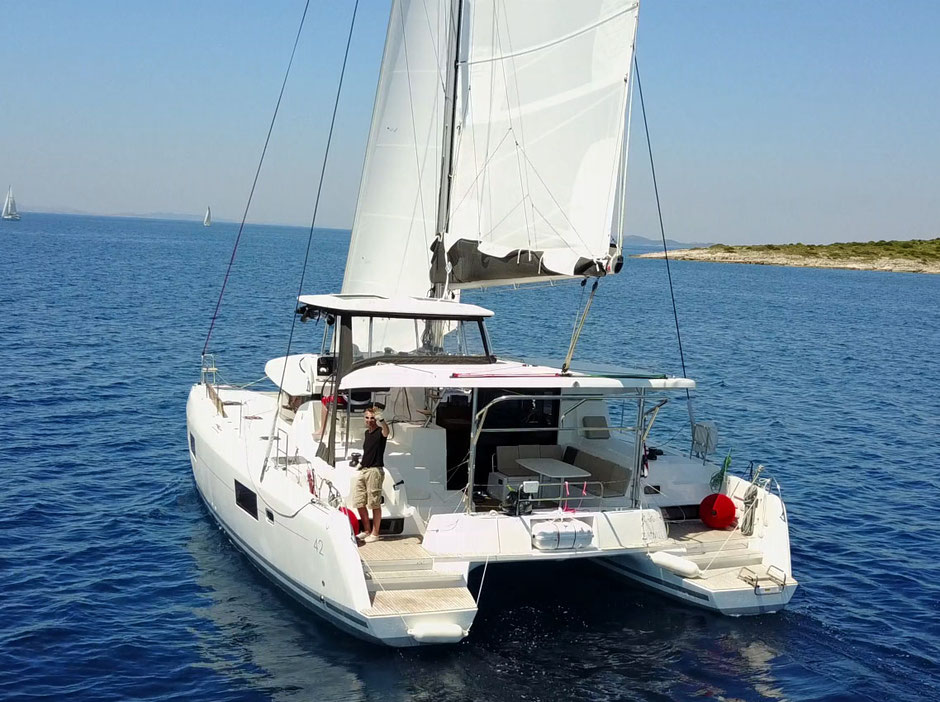 catamaran Lagoon 42, rent, charter, catamaran training, Sailing holiday, sailing vacation, online booking, offshore sailing, harbor maneuver training, catamaran docking training, yachtcharter croatia, yachtcharter Tenerife