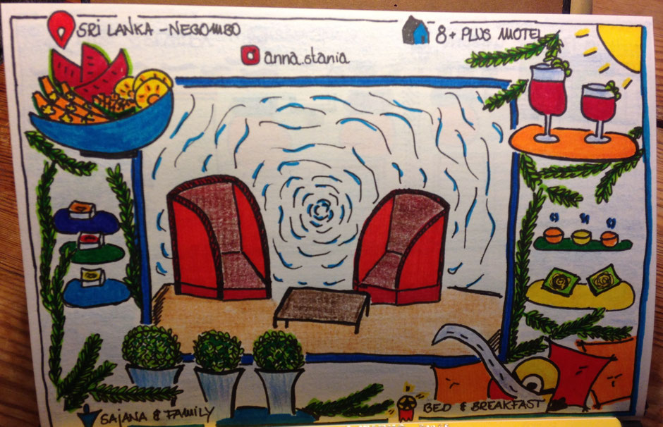 Sri Lanka - Negombo - 8+Plus Motel - Sketchnote - Travelbees