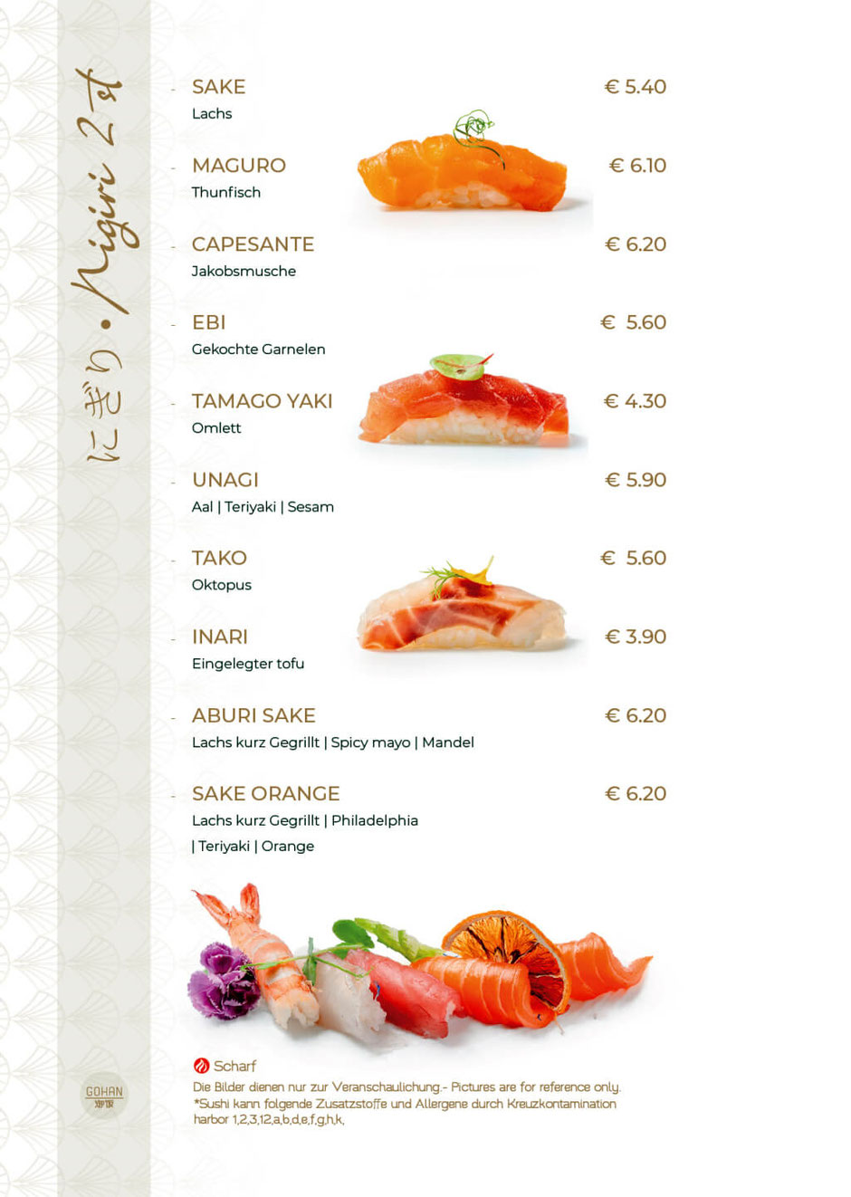 Gohan Speisekarte: Nigiri