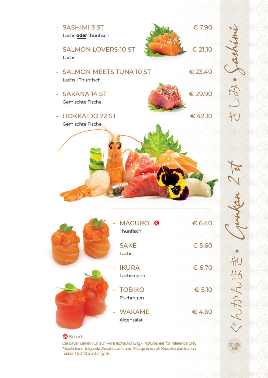 Gohan Speisekarte: Lachs und Thunfisch