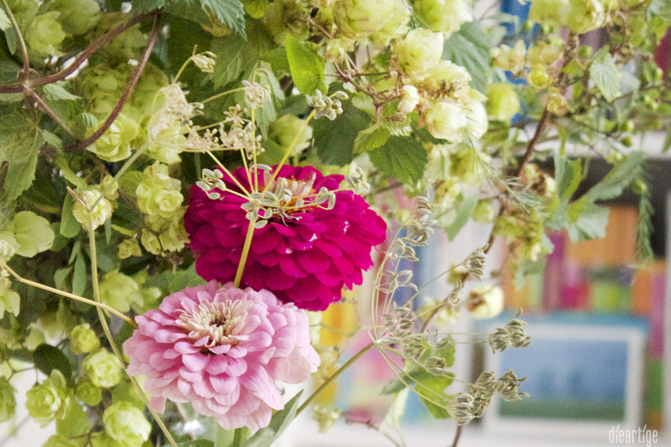 dieartigeBLOG - Hopfen, Zinnien und Fenchel / Spätsommerdeko