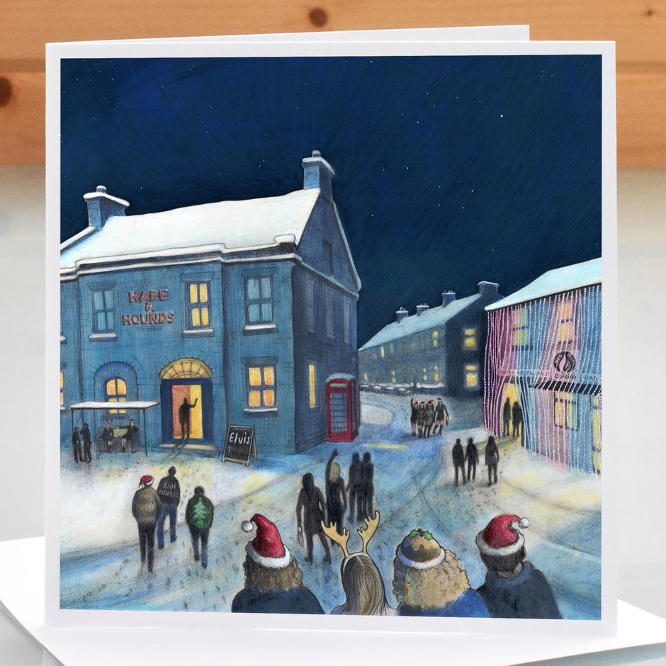Derbyshire pub Christmas card