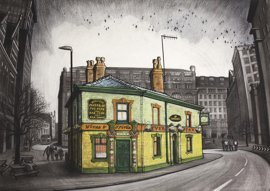 Peveril of the Peak pub Manchester wall art print small medium large fine art paper & canvas