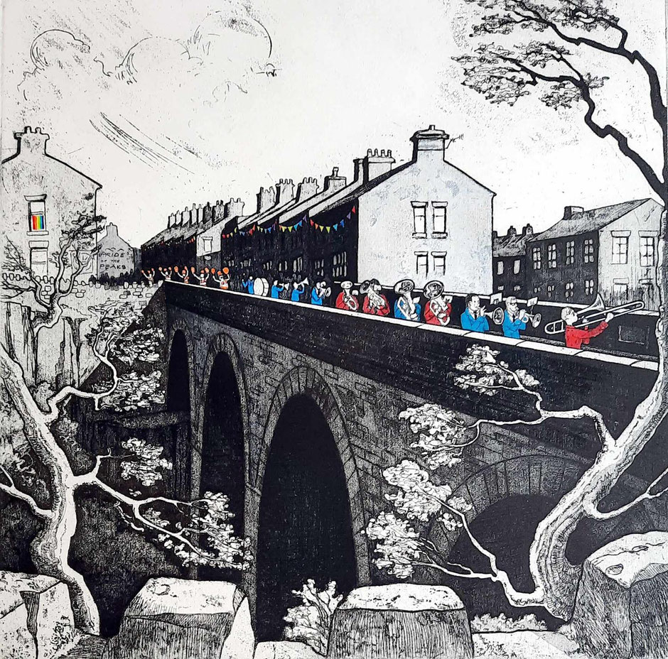 New Mills Carnival Day etching