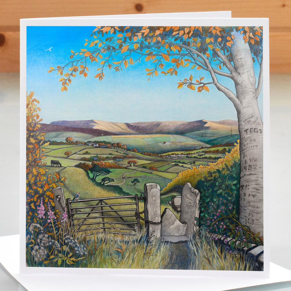 Autumnal picture birthday card from original Derbyshire art