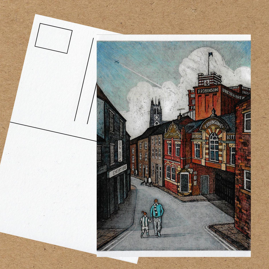 Stockport Hillgate postcard with Robinson's Unicorn Brewery