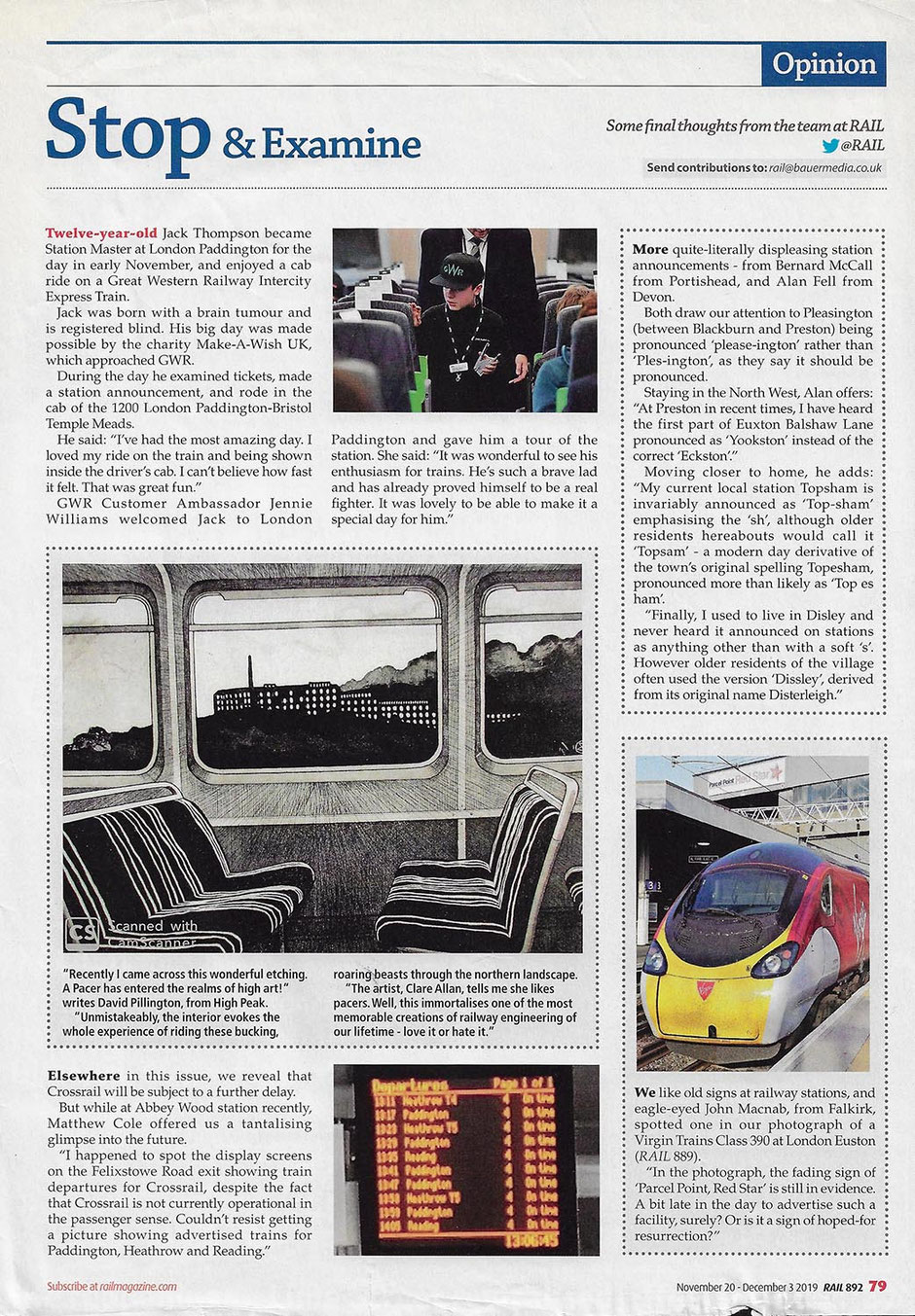 Rail Magazine Clare Allan Press Feature 2019