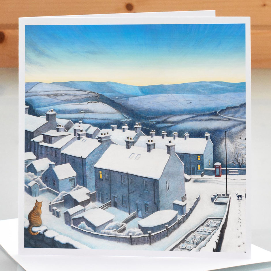 Christmas card winter scene New Mills, Derbyshire