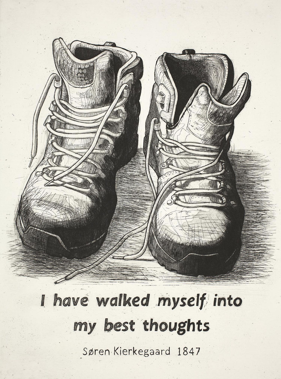 walking boots etching