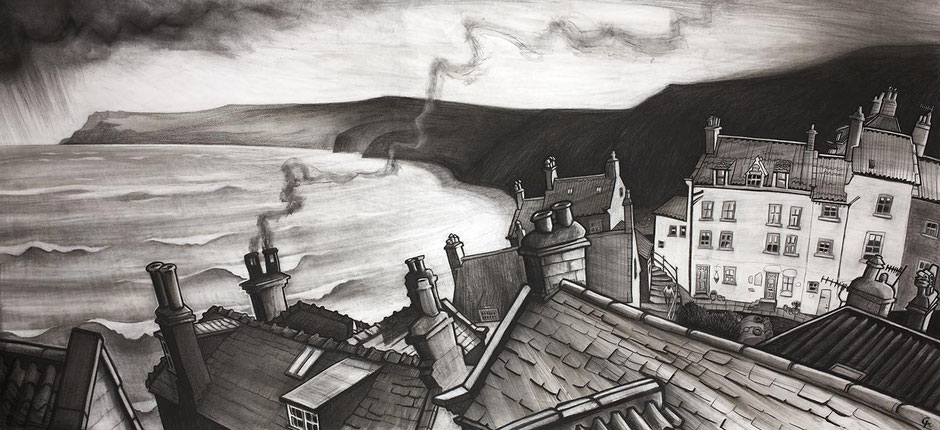 Robin Hoods Bay fine art paintings, drawings, landscape and seascape wall prints