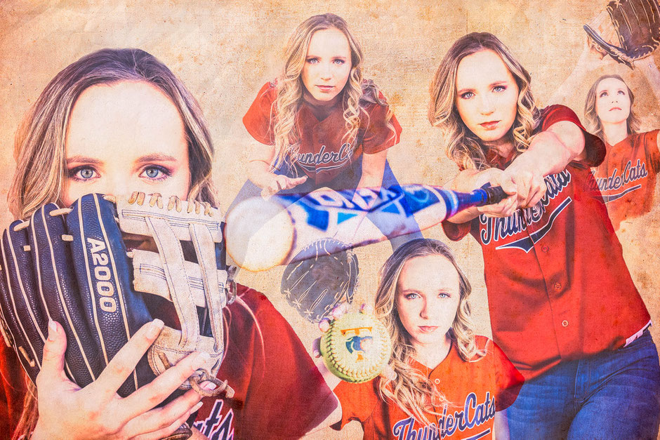 sports portraits, senior portrait photographers, senior portraits, softball collage, Thundercats