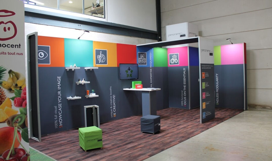 Panoramic h-line: Modularer Messestand mit vorgefertigten Wandelementen zum einfachen Selbstaufbau