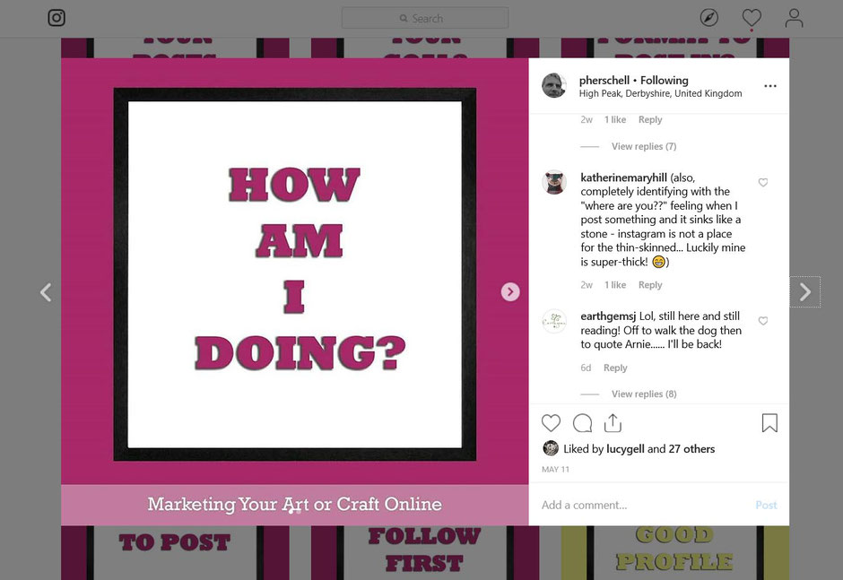 like other peoples post and comment to market your art and craft online