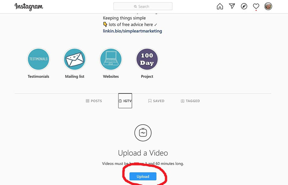 posting from computer to IGTV
