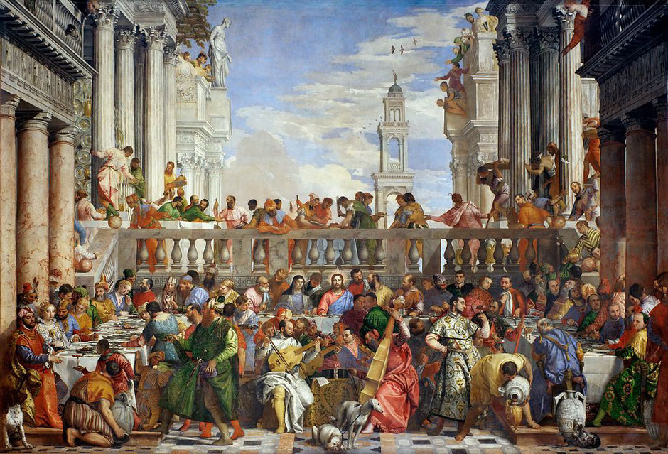 パオロ・ヴェネローゼ「カナの婚礼」、１５６２－６３年、ルーブル美術館所蔵