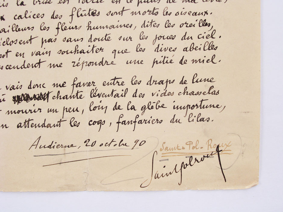 Poème autographe signé de Saint-Pol Roux