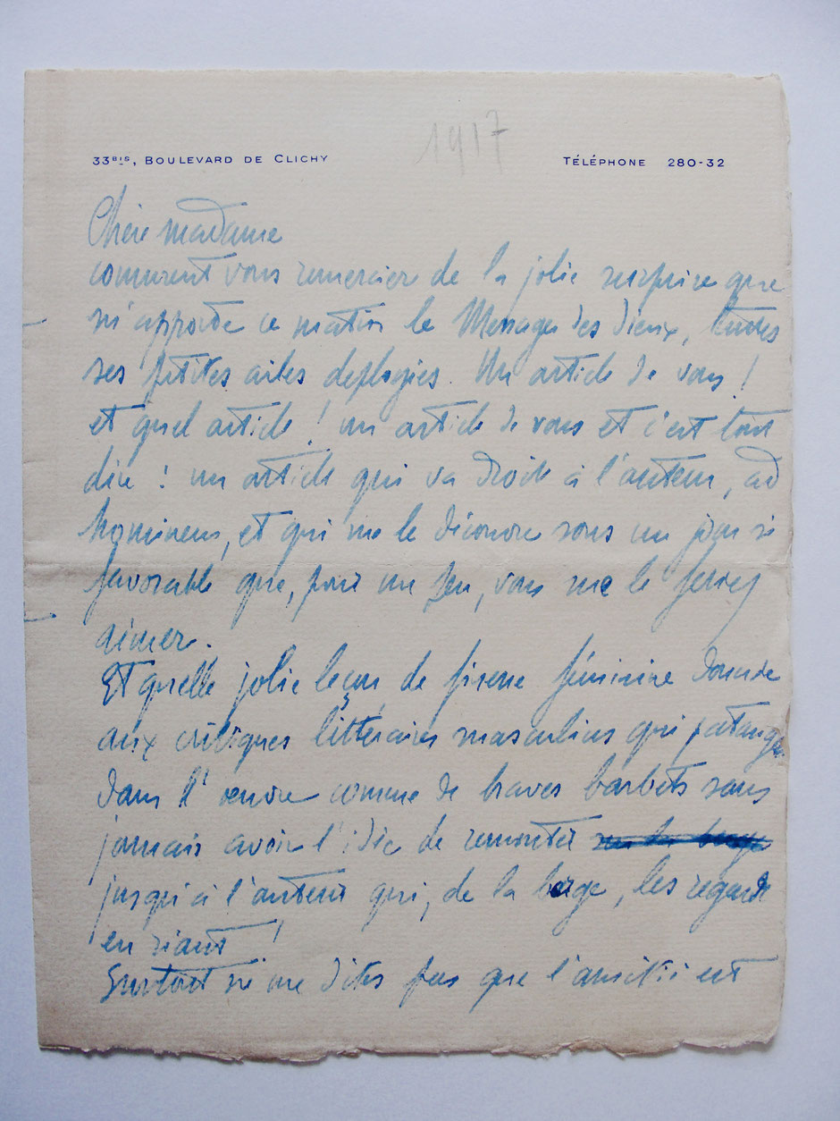 Lettre de G. de PAWLOWSKY  (Archives JGD)