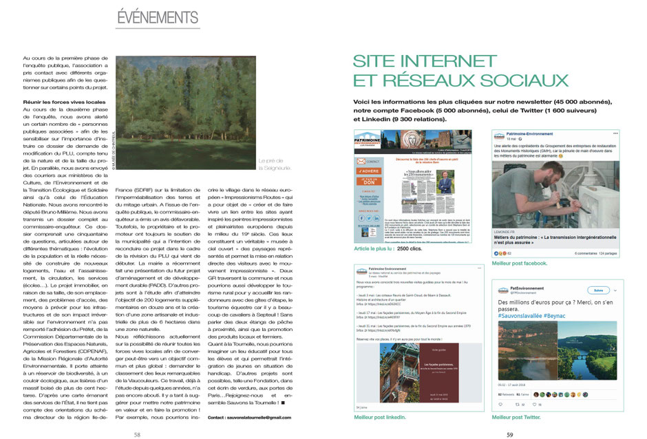 article (2/2) écrit par Virginie Meurisse Présidente de l'association Sauvons la Tournelle et publié en Septembre 2018 par la revue (N°197) de l'association Patrimoine Environnement