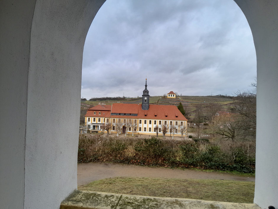 Schloss und Kirche in Seußlitz am 29.1.2025
