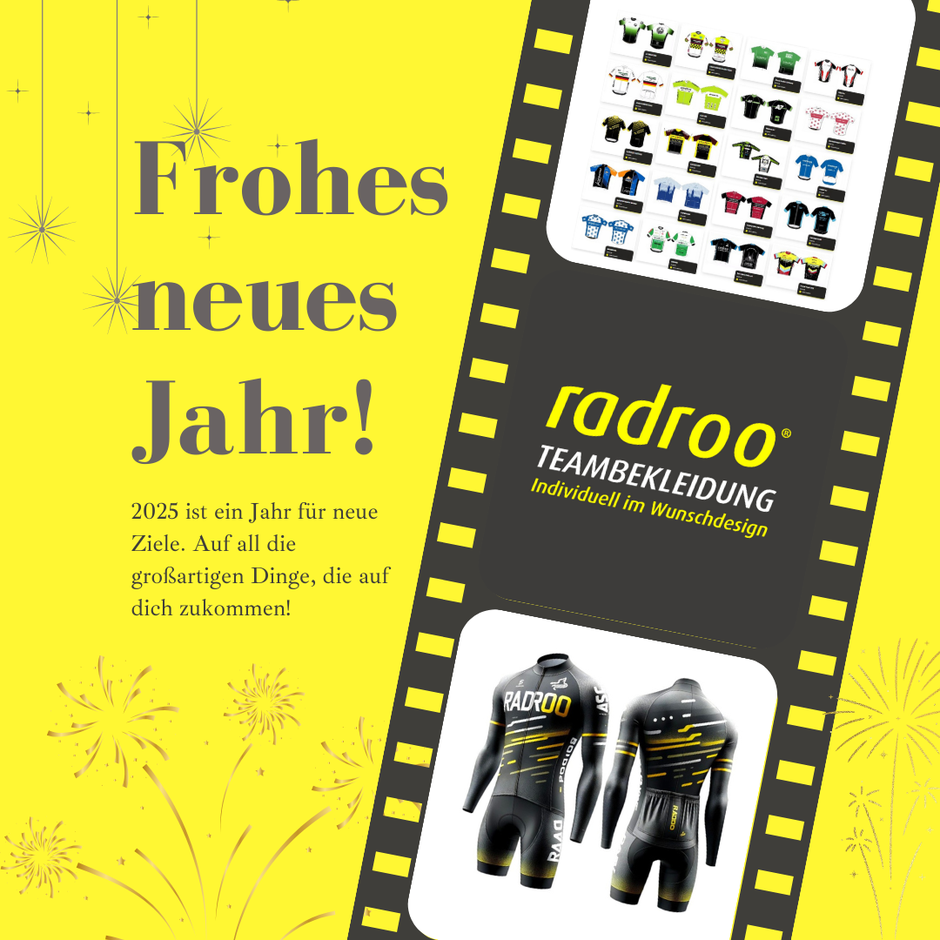 radroo wünscht euch ein frohes neues Jahr 2025! Mit frischem Schwung und neuen Zielen blicken wir voller Vorfreude auf die kommenden Herausforderungen – lasst uns gemeinsam Großartiges erreichen!