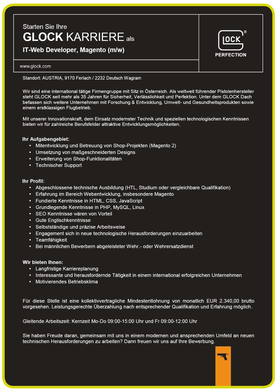 Software Developer Jobs - IT-Web Developer Magento - Glock GesmbH - 2 - Deutsch Wagram - Niederösterreich