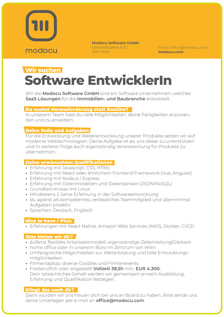 Software Developer Jobs Österreich - Frontend-Entwickler Angular - Techsearch - Wien - 1