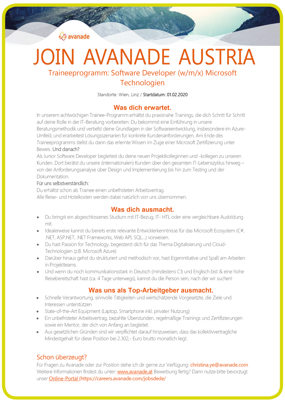 Software Developer Jobs - Trainee Software Developer - Avanade Austria - Wien - 1