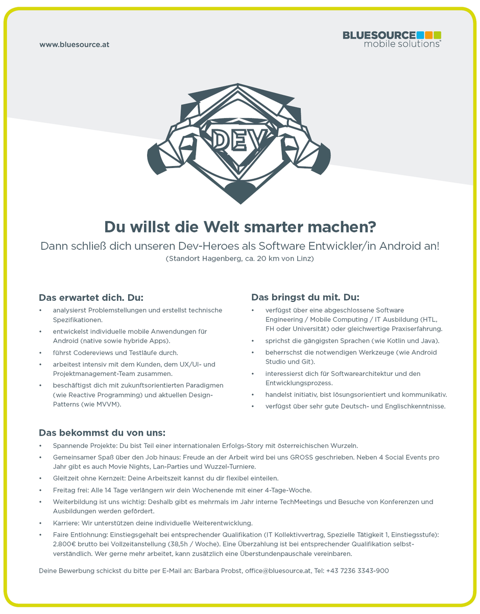 Software Developer Jobs - Softwareentwickler Android - Bluesource Mobile - Hagenberg - Oberösterreich - 1