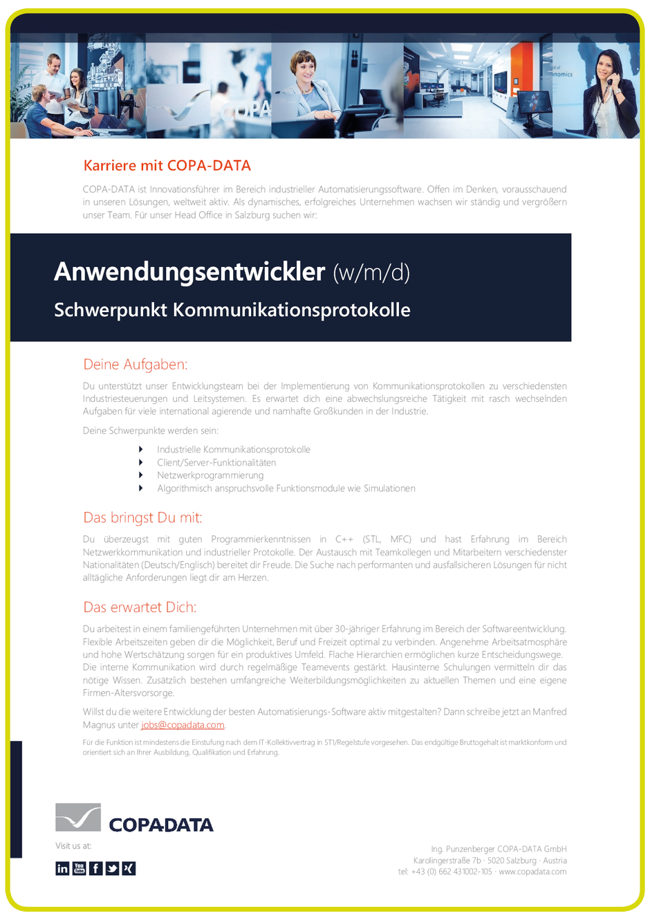 Software Developer Jobs - Anwendungsentwickler - Copa-Data - Salzburg-1