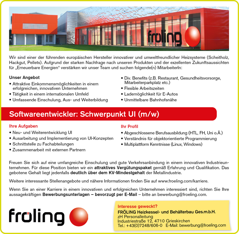 Software Developer Jobs - Systementwickler Hardware - Fröling Heizkessel - Grieskirchen - Oberösterreich - 1