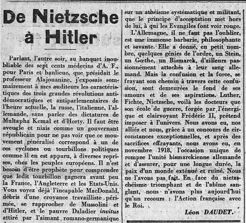 Léon Daudet Nietzsche et Hitler