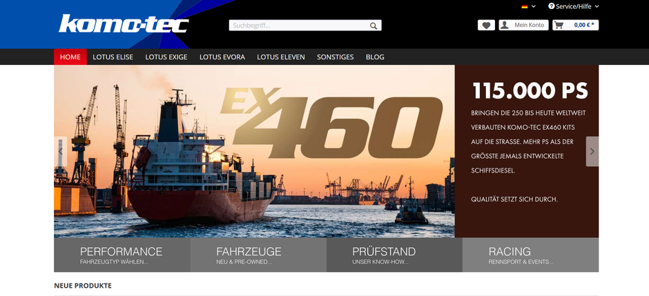 Screenshot der Komo-Tec Website