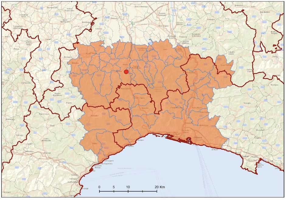(Mapa 2): Localización de la zona de infección PPA (Ministerio de Sanidad de Italia)