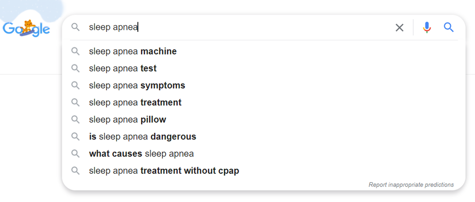 Google's suggestive phrases in search