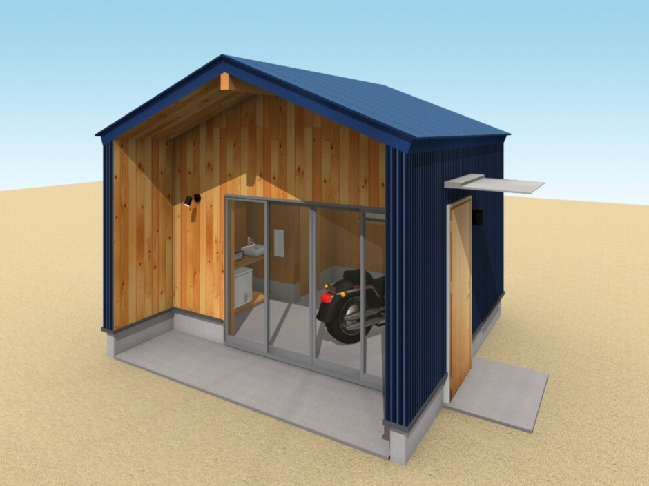 バイクガレージタイプの小屋のイメージ図01