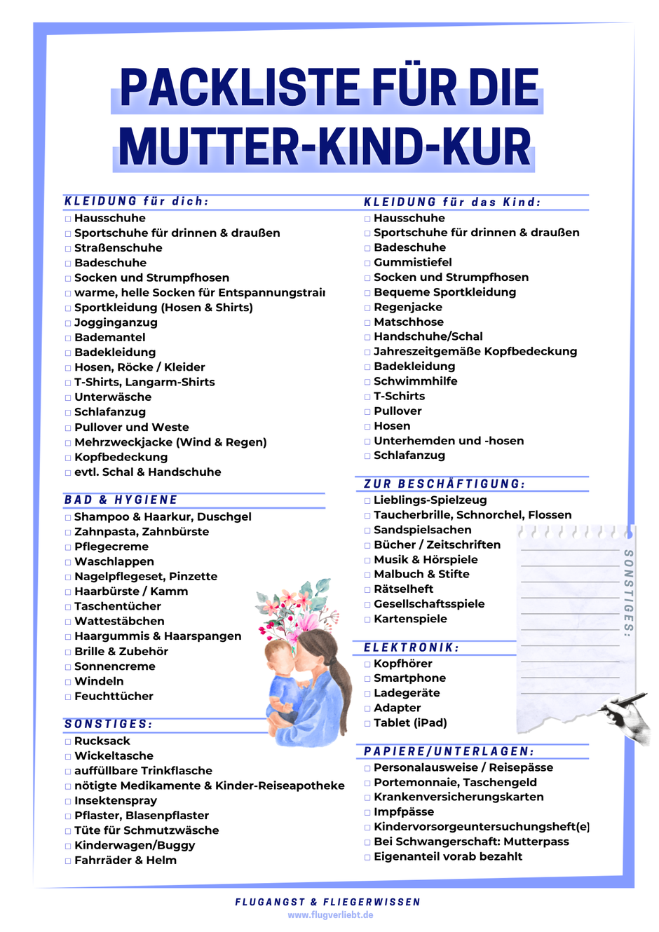 Packen Mutter-Kind-Kur