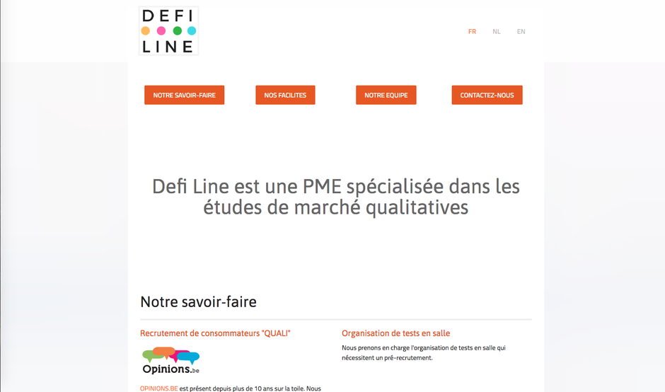 Le nouveau site de Defi Line créé avec Jimdo (design Malaga)